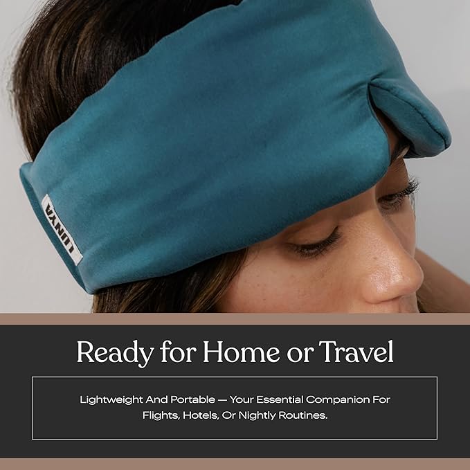 Silk Sleep Mask for Women - Mulberry Silk Eye Mask for Sleeping - Breathable, Washable, Light-Blocking – Piquant Teal, S