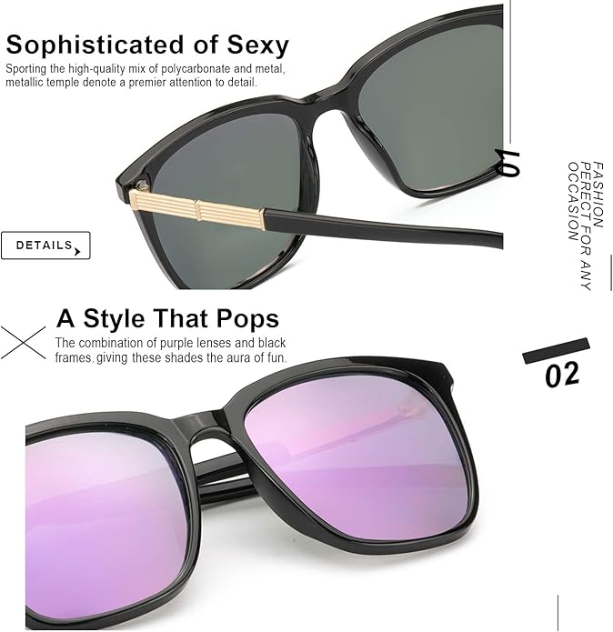 SIPHEW Oversized Square Sunglasses for Women|Lightweight Fashion Sunglasses 100% UV400 Protection|Trendy Mirrored Shade