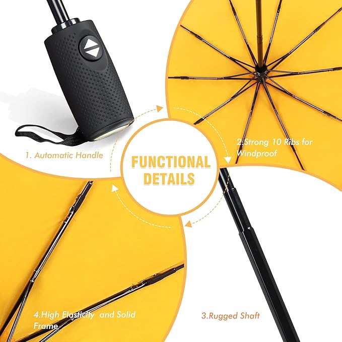 ZOMAKE Travel Umbrella Compact - 10 Ribs Portable Collapsible Umbrellas for Rain Windproof - Paraguas Automatic Small Folding Umbrella Lightweight Packable Umbrella for Women Men