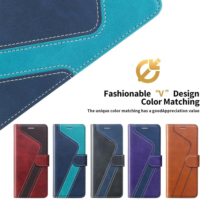 CIVICASE for iPhone 17 Air Wallet Case,PU Leather Flip Case RFID Blocking Credit Card Holder Folio Magnetic Stand TPU Shockproof Cover Compatible with iPhone 17 Air, Blue Green