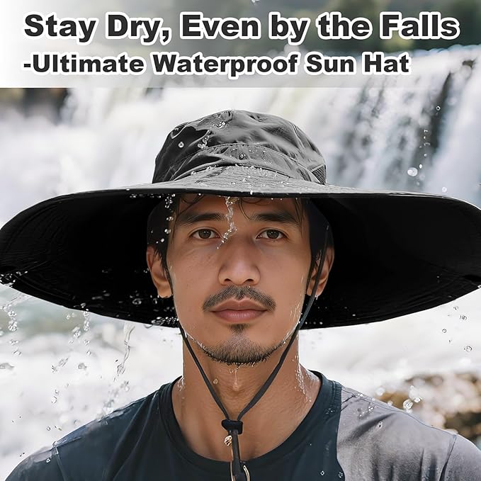 Super Wide Brim Fishing Hat for Men and Women,UPF50+ Waterproof Bucket Hat for Fishing, Hiking, Camping