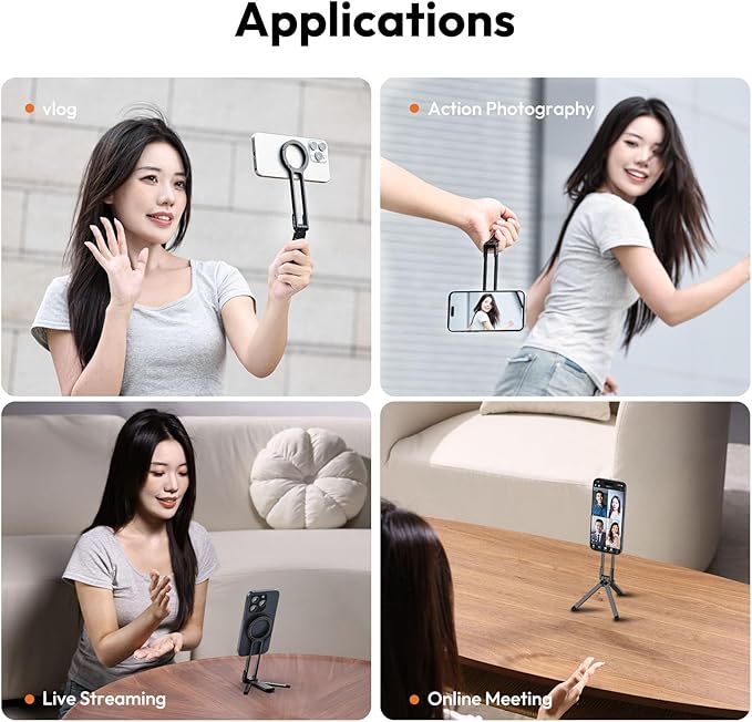 ULANZI MA30 Magnetic Phone Tripod Stand for iPhone-Aluminium Maglock Smartphone Mini Tripod Pocket Cell Phone Stand Strong Magnet Quick Mount Compatible with iPhone 17 16 15 14 13 12 Series, Dark Gray