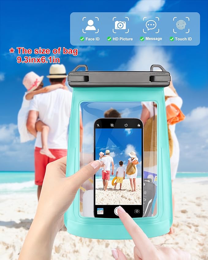 Waterproof Phone Pouch for iPhone 16 15 14 11 Pro Max & Galaxy S24 S21 - Floating Large Capacity Dry Bag Stores Sunscreen, Sunglasses - Oversized Waterproof Bag for Beach, Swimming, Kayaking