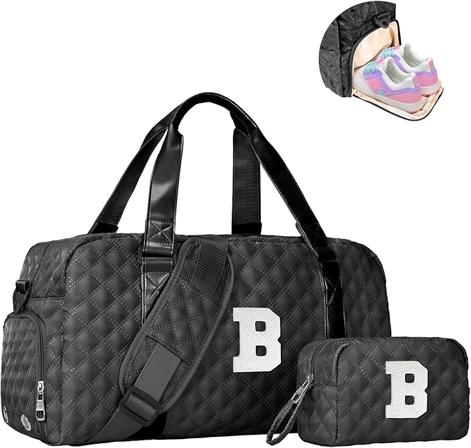 Elilier Carry on Bag Girls, Birthday Gifts Teen Girl Gift, Initial Travel Duffel Bag, Overnight Bag Girlfriend Birthday Kids Gifts, Gifts for Women, Mom, Sister, Teacher, Teen Girls