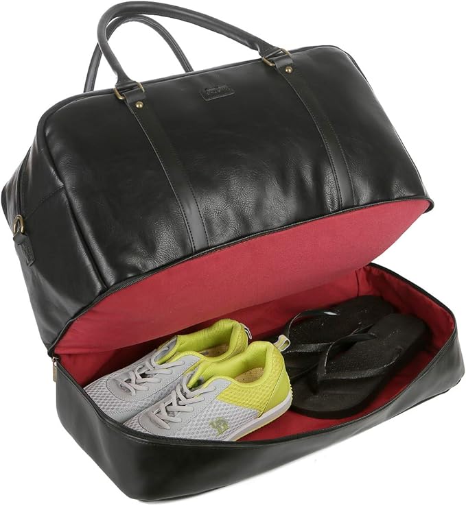 Baosha Vegan Leather Large Travel Duffel Tote Bag Carry On Weekender Overnight Bag With Shoe Compartment HB-38