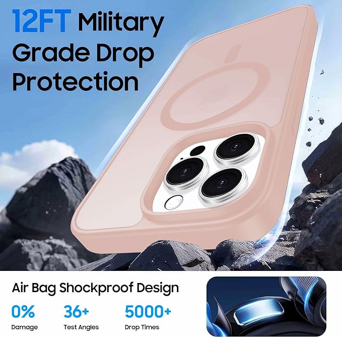 Ntwinro Magnetic for iPhone 15 Pro Case (Compatible with MagSafe) with Detachable Wallet & Card Holder for 3 Cards [RFID Blocking] Military Grade Protective Slim Phone Cover, Pink