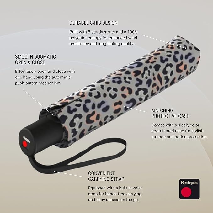 Knirps A.200 Medium Duomatic Windproof Umbrella for Adults – Automatic Open Close 38.5" Canopy, Travel Case Included