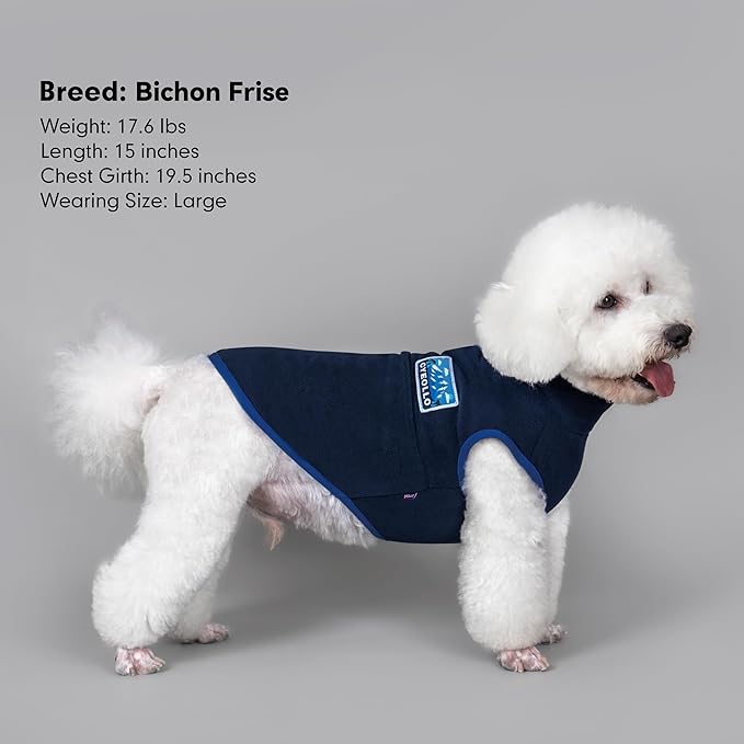 cyeollo Dog Sweaters for Medium Dogs Boy, Turtleneck Stretchy Pullover Fleece Dog Jacket, Warm Lightweight Coat Winter Pet Clothes, Navy Blue XL
