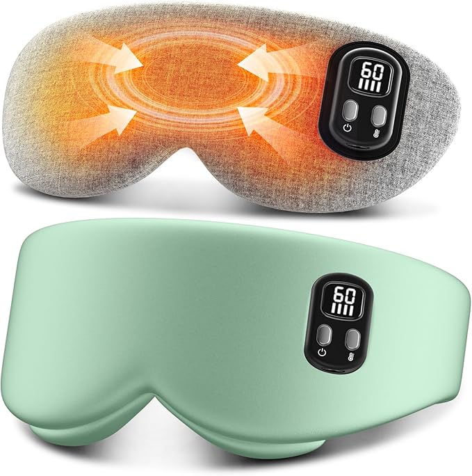 Heated Eye Mask - Cordless Eye Mask for Dry Eyes, Eye Relief, Improved Sleep, Timed Shutdown, 4 Temperature, Suitable for Women with Smaller Faces, Removable for Cleaning - Green