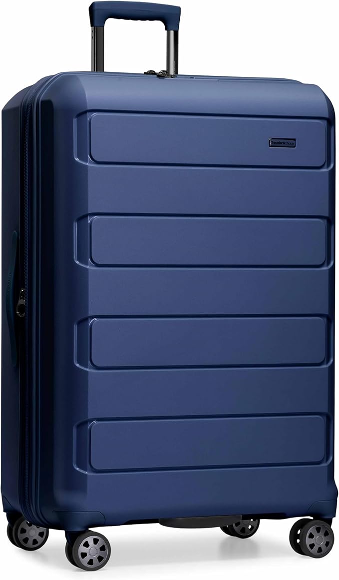 Traveler's Choice Pagosa Indestructible Hardshell Expandable Spinner Luggage, Navy, 30-Inch Large