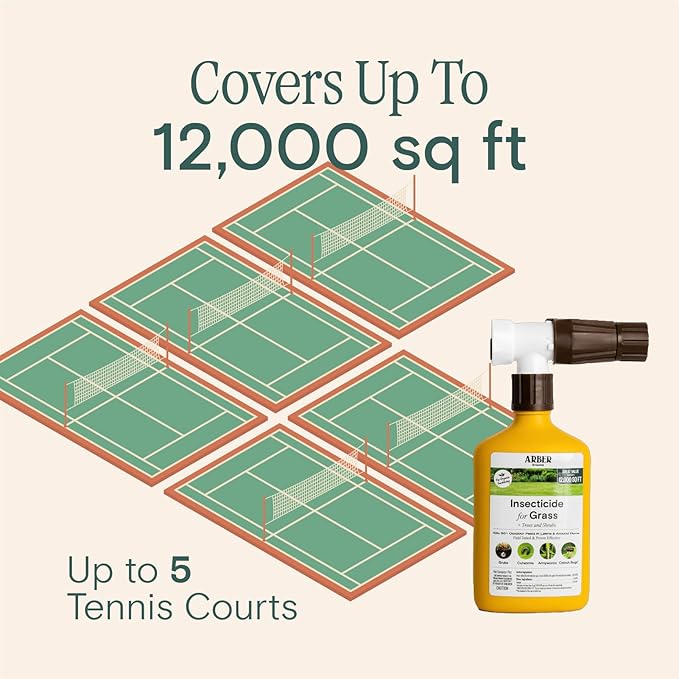 Organic Insecticide for Lawns, Trees & Shrubs – 16oz Ready-to-Spray Hose-End – Kills Grubs, Armyworms, Chinch Bugs & Beetles – Gentle on Grass, Bee-Safe, Kid & Pet Friendly – Outdoor Yard Pest Control