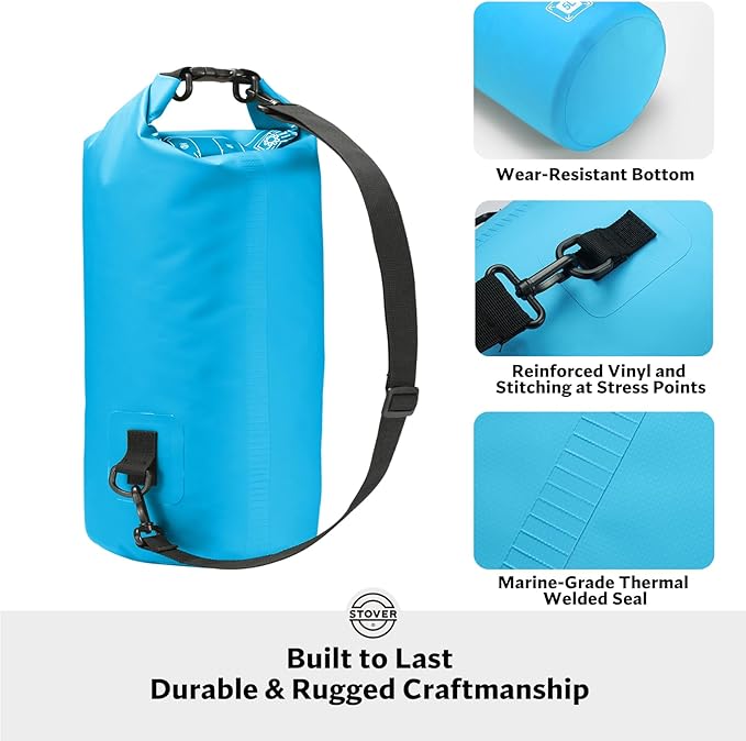 STOVER 5/10/25/30/40/55L Waterproof Dry Bag- Roll-Top Backpack w/Phone Case- Kayaking, Hiking, Camping, Boating- Men/Women