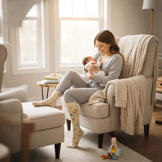 Graduated Compression Socks for Women&Men 20-30mmhg Knee High Socks Travel Hiking Running Stocking