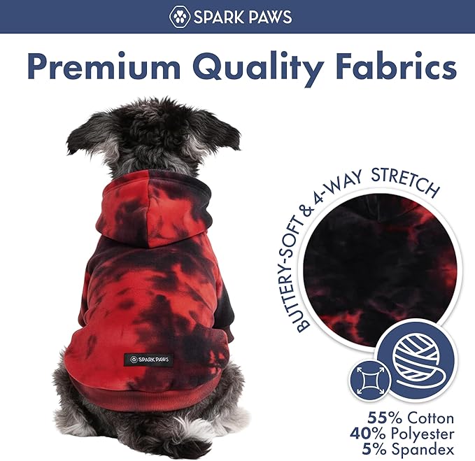 Spark Paws Dog Hoodie – Premium Dog Sweater for Small, Medium, and Large Dogs | Warm Outfits for French Bulldogs, Pitbull, Puppy, Winter Jacket Alternative - Red & Black - S