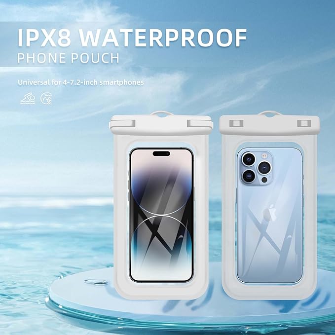 Waterproof Phone Pouch[2Pack], Universal Waterproof Dry Bag case up to 7.2" Beach Bag for Travel,Kayaking,Swimming, Boating, Surfing,Cruise Ship Essentials