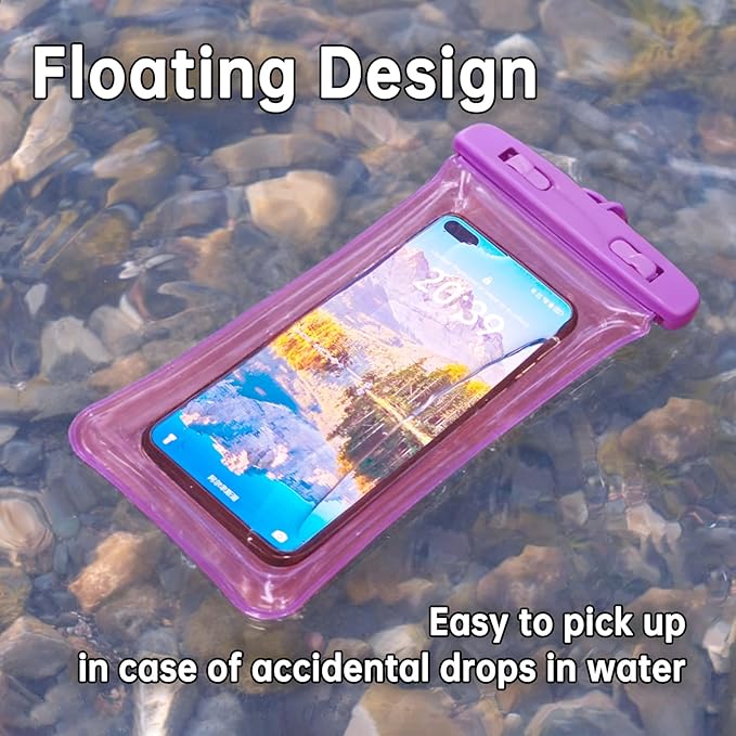 2 Pack Waterproof Phone Pouch, Waterproof Phone Case，Compatible with iPhone 17 16 15 14 13 Pro Max, IPX8 Cellphone Dry Bag Beach Cruise Ship Essentials 8.3" (Purple + White)