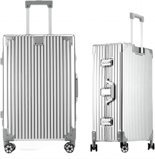 HotWay 28 Inch All Aluminum Checked In Luggage, Hard Shell Suitcase with Spinner Wheels and TSA Lock, Large Suitcase for Business Travel