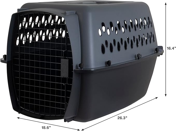 Petmate Pet Porter Dog Kennel 26", Dark Gray & Black, for Pets 20-25lbs, Made in USA