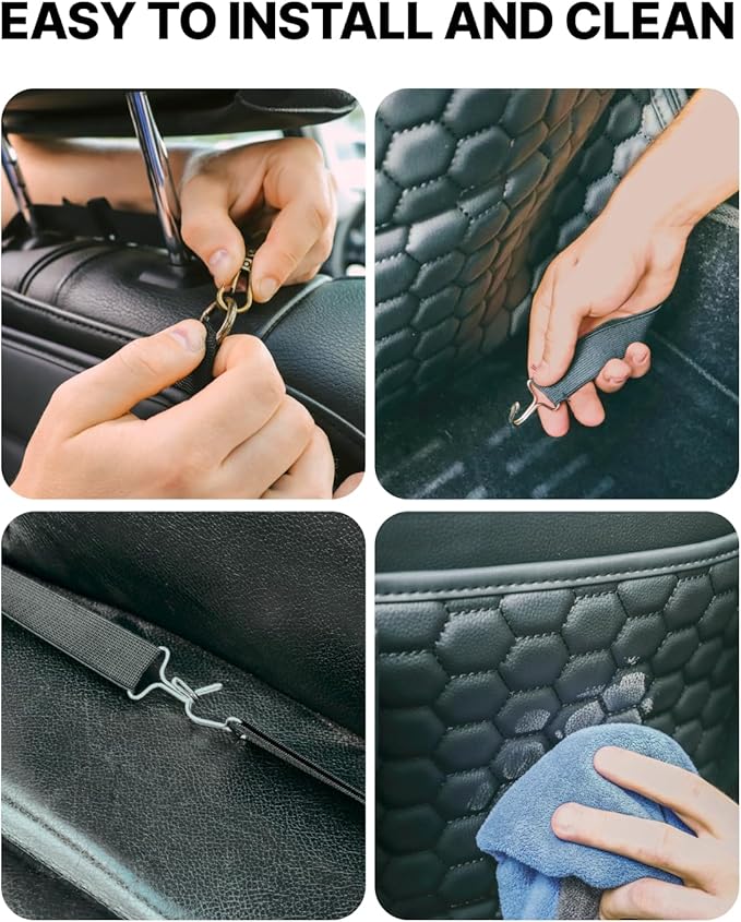 Owleys Back Seat Car Organizer for Kids, Front Passenger Caddy, Center Row Vehicle Storage with Pockets – Premium Eco Leather, 8 Compartments, Black Travel Accessory for SUV, Truck, Sedan, Van, Jeep