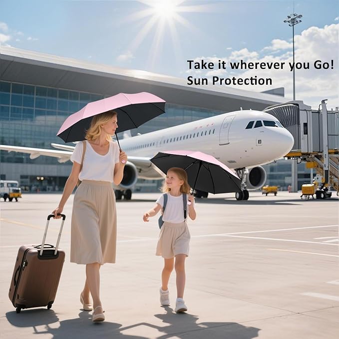 BAODINI Travel Mini Umbrella for Purse With Case Small Compact UV Sun Protection Sun Lightweight Tiny Pocket Manual Open Close Umbrella for Women Kids and Men