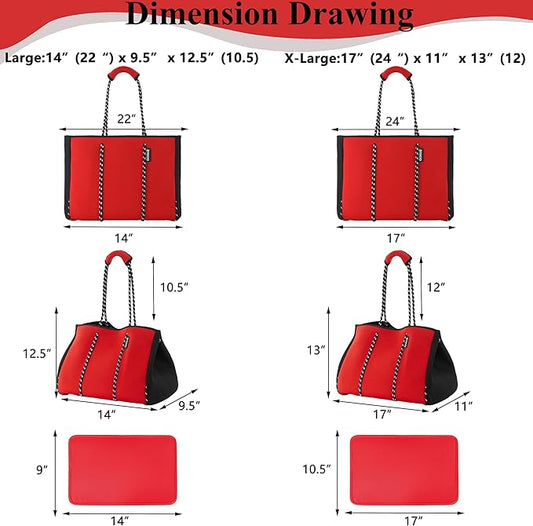QOGiR Neoprene Multipurpose Beach Bag Tote with Inner Zipper Pocket … … … …