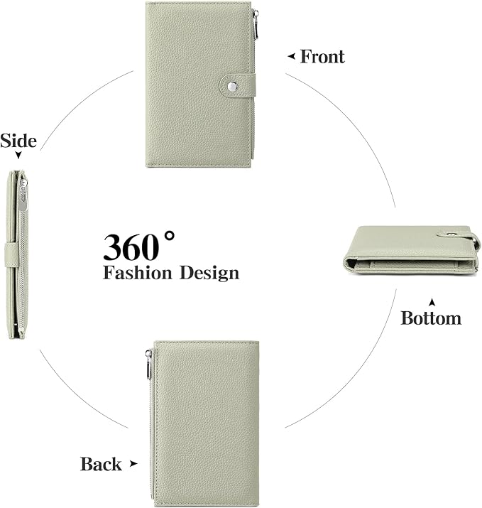 Passport Holder for Women Leather Passport Wallet for Travel RFID Blocking Passport Wallet Credit Card Holder with Zipper Pocket