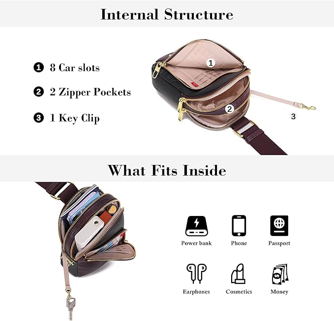 INICAT RFID Blocking Sling Bag Anti Theft Crossbody Bags Women Valentine's Day Gifts Travel Purses Vegan Leather
