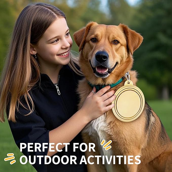 Collapsible Dog Bowls 2-Pack, Portable Travel Dog Bowl with Carabiner, Food-Grade Silicone Pet Bowl for Hiking, Walking (Macaron Pink and Yellow)