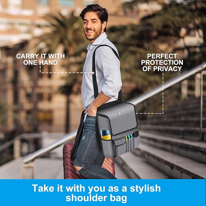 Car Front Seat Organizer| Efficient Car Organizers and Storage | Laptop,Tablet Pockets, Adjustable Straps,Kid-Friendly, Multi-Pocket, Cup Holders, Sturdy and Durable, Grey