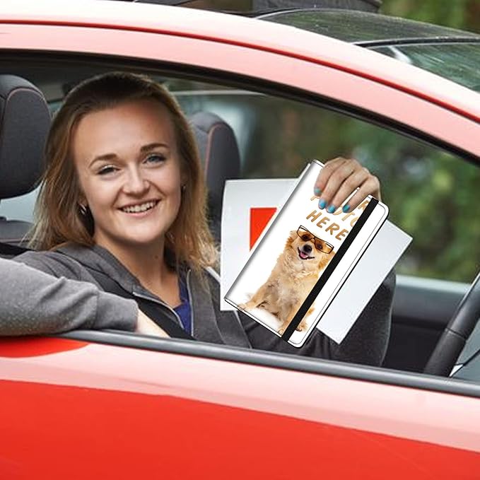 Customized Registration & Insurance Holder, Leather Car Glove Box Organizer, Cool Accessories for ID, Driver's License & Essential Documents, Business Cards - Men & Women