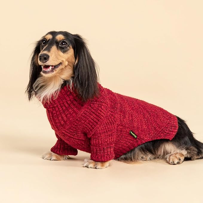 Fitwarm Knitted Turtleneck Dog Sweater, Thermal Dog Winter Clothes for Small Dogs Boy Girl, Holiday Pet Outfit, Heather Dark Red, Large