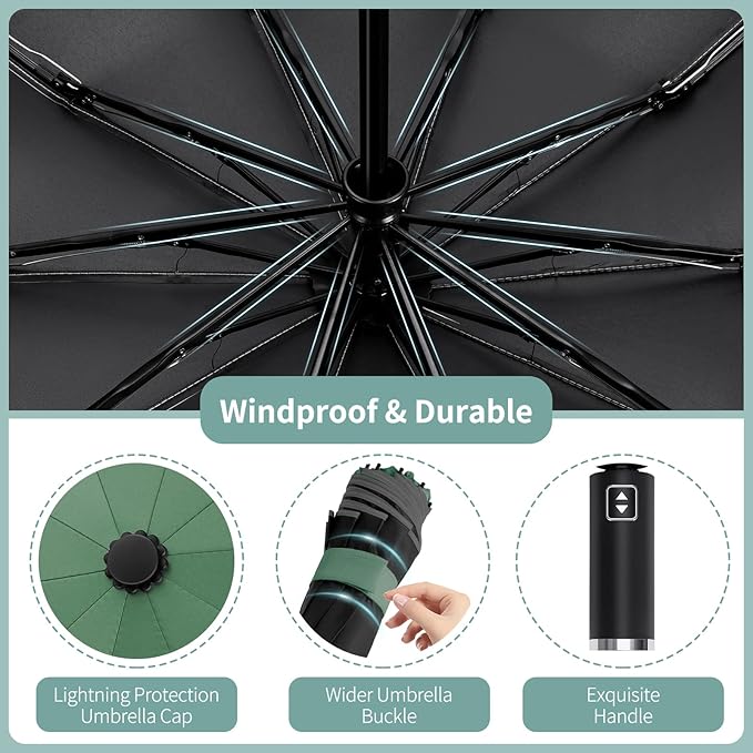Seniny Windproof Travel Umbrella, Automatic Umbrellas for Rain, Portable & Compact Umbrellas for Backpack, Strong UV for Protection, Folding Small Sun Umbrella for Car, Walking