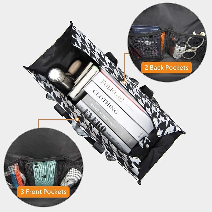 TOPDesign Utility Water Resistant Tote Bag with 13 Pockets, Top Zipper Closure & Thick Bottom Support, for Working Women