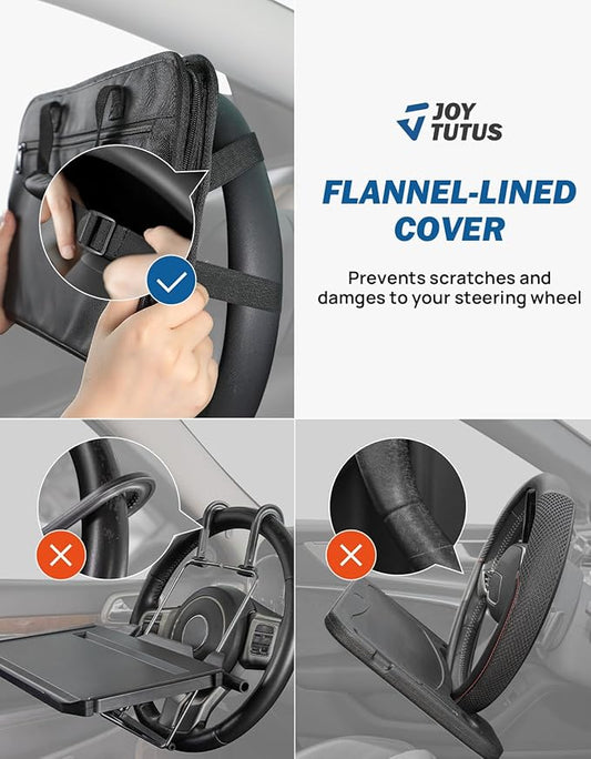 JOYTUTUS Steering Wheel Tray, Car Multifunctional Laptop Desk, Car Office Bag, Back Seat Headrest Table for Eating, Fit for Small sedan and Small SUV, Like the Honda Civic, Honda CR-V, etc.