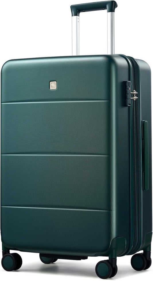 Hanke Expandable 24 Inch Luggage with Spinner Wheels, Hardside Medium Checked luggage, All-PC Hard Shell Suitcase, TSA Lock, Lightweight Checked-Medium (Blackish Green, 76L)