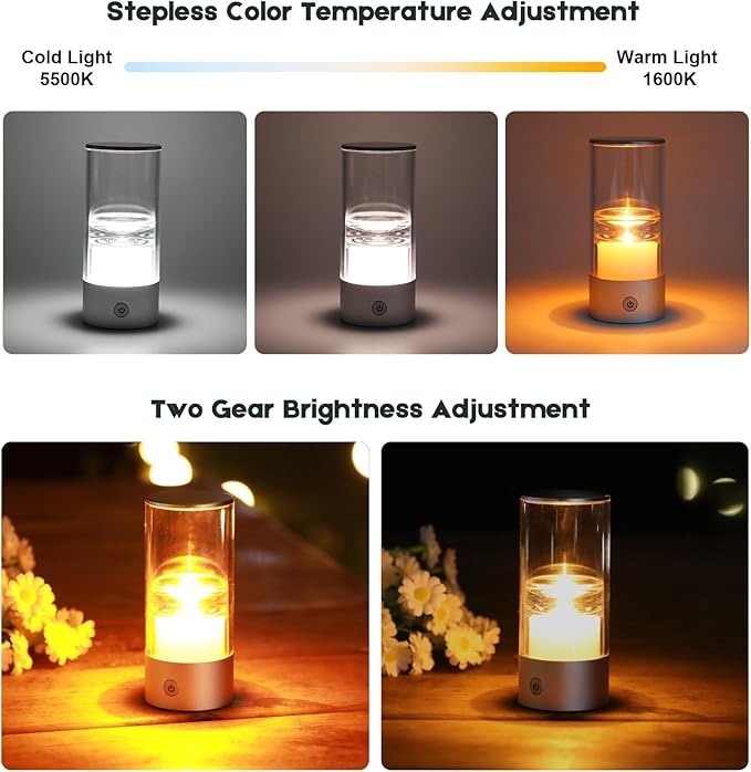 Small Camping Lights,Rechargeable Camping Light,Color Temperature Adjustment Mini Camping Lantern,Portable Camping Lamp with SOS Mode (Silver)