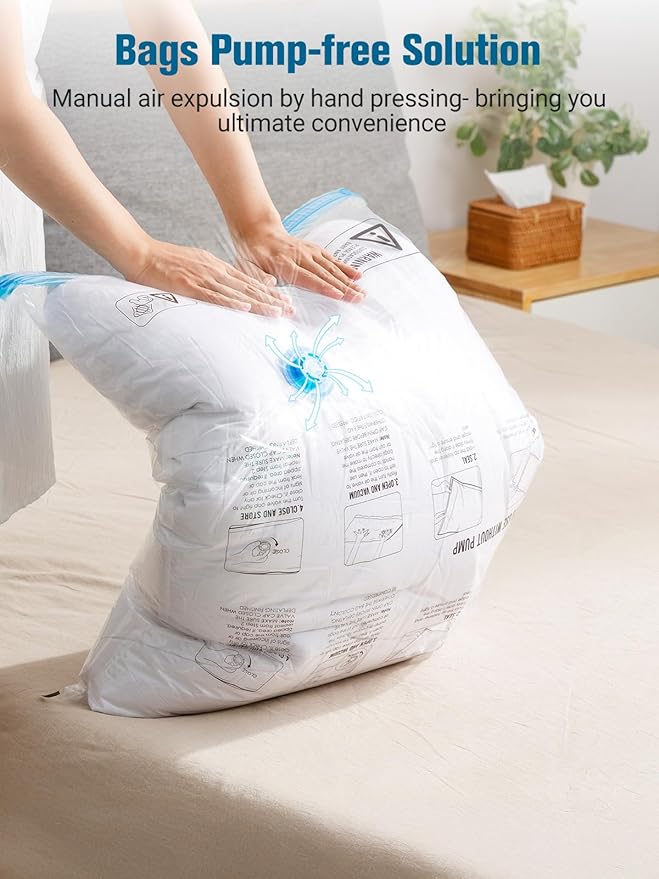 Vacuum Storage Bags with Electric Pump, New Air Valve Combo 22 Pack Compression Bag, Space Saving Vacuum Sealer Bag for Clothes, Blanket, Duvets, Pillows, Comforters, Travel, Two Compressing Ways