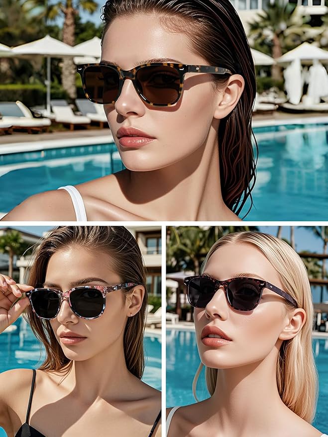 Wzerry Sunglasses for Women Polarized, Sun Glasses Vintage Style Trendy Round UV400 Protection Lens