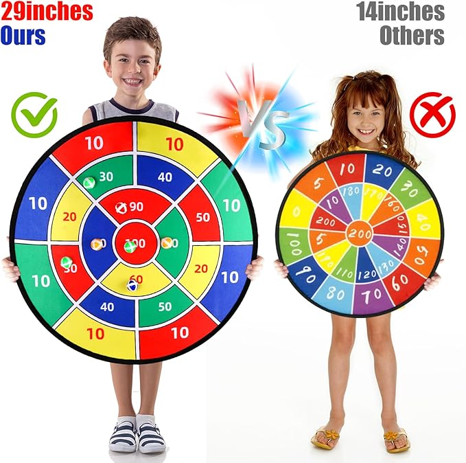 Toys Gifts for Kids Boys Daughter Son Birthday 29" Large Dart Board for Kids, Double-Sided Kids Dart Board with Sticky Balls, Indoor Sports & Outdoors Fun Party Play Games Toys