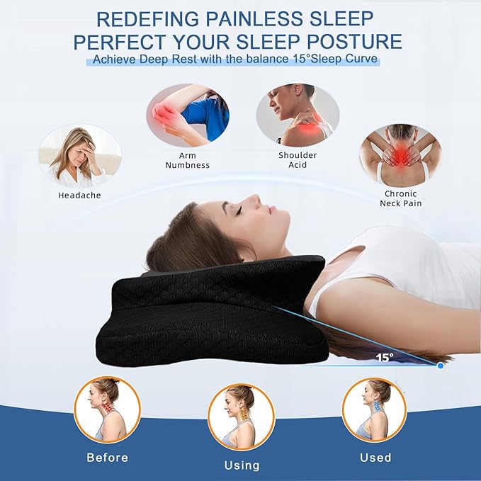 Pain Relief Cervical Pillow for Neck Support, Adjustable Ergonomic Pillow Cozy Sleeping, Odorless Orthopedic Memory Foam Pillows, Contour Bed Pillow for Side Back Stomach Sleeper-King Size