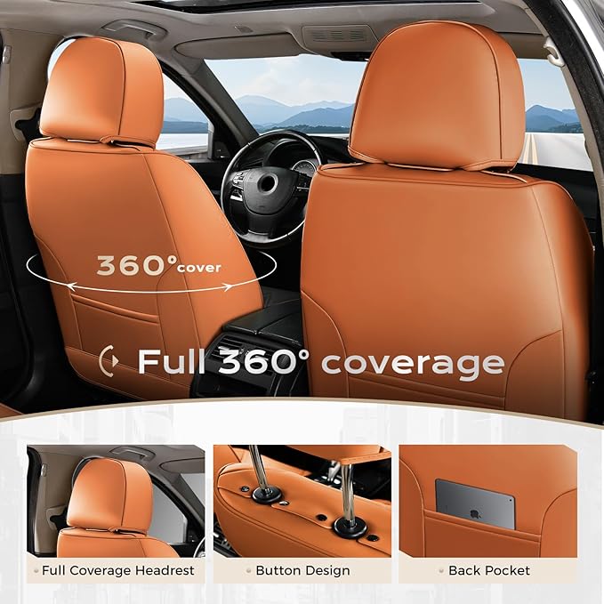 Coverado Seat Covers, Car Seat Covers Front Seats, Car Seat Cover, Car Seat Protector Waterproof, Car Seat Cushion Nappa Leather, Seat Covers Carseat Cover Universal Fit for Most Cars
