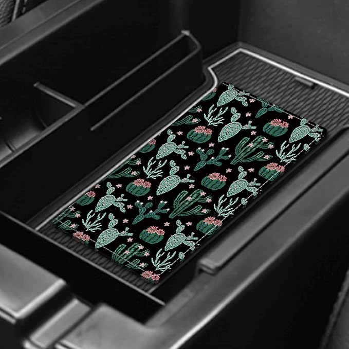 Leather Car Registration and Insurance Card Holder, Cute Car Accessories Vehicle Glove Box Car Organizer for Documents, Cards, License Cute Cactus