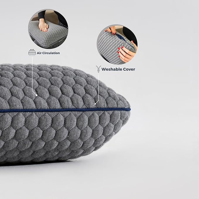 Memory Foam Travel Pillow with Washable Cover & Carry Bag – Compact, Soft & Breathable Neck Pillow for Airplane, Camping & Car (Gray- Without Spare Cover, 15.7x9.8x3.9 inches)