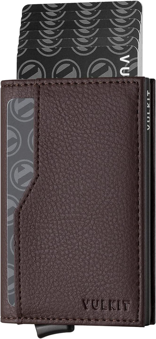 VULKIT Card Holder Wallet with Double ID Windows RFID Blocking Pop Up Wallet Minimalist Design for 12 Cards