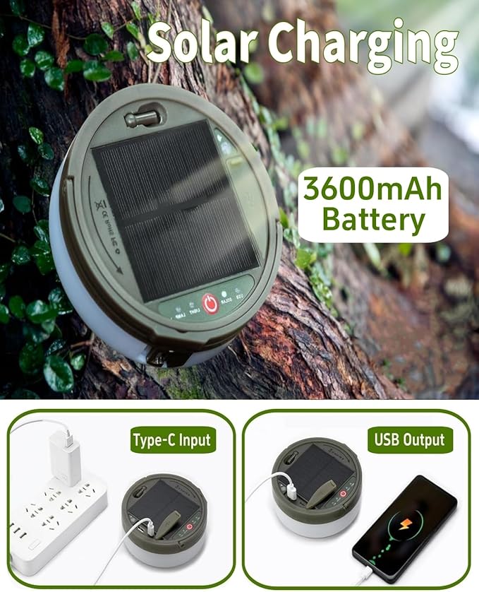 Solar Camping String Lights, 39.4 FT Fairy String Light, 4 in 1 Portable Waterproof Camp Lamp with 8 Lighting Modes, Hanging Rechargeable Tent Lantern for Christmas Decorations Patio Party Essentials