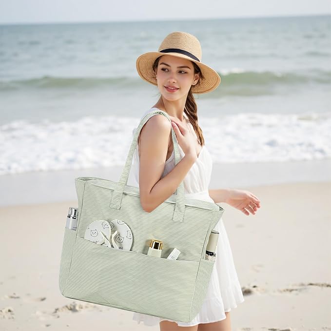 Bluboon Waterproof Beach Tote Pool Bags for Women Ladies Extra Large Carry On Bag With Wet Compartment for Weekender Travel