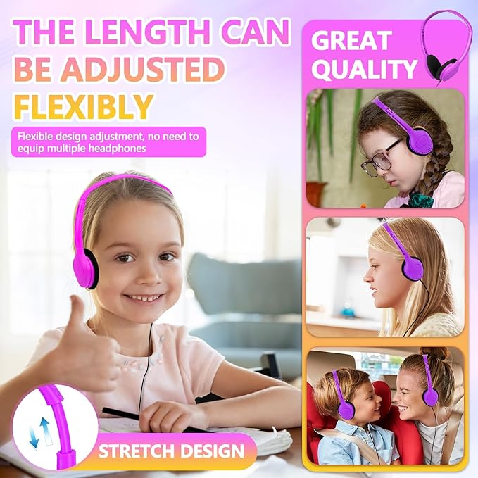 Kids Headphones Bulk 30 Pack for School Classroom Student Children Boys Girls Teen Computer Class Set of Headphones for Students Multi Color