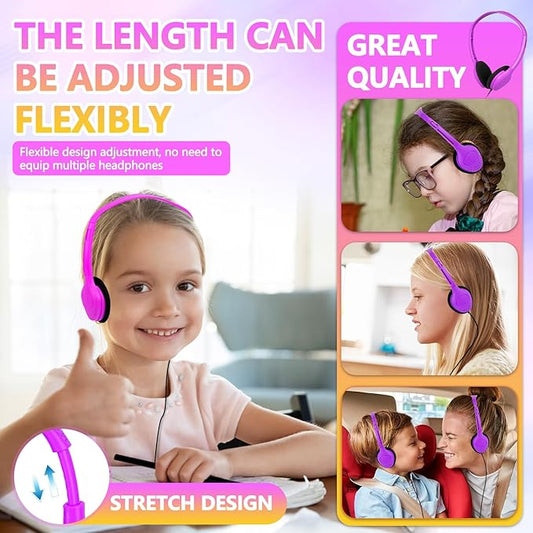 Kids Headphones Bulk 30 Pack for School Classroom Student Children Boys Girls Teen Computer Class Set of Headphones for Students Multi Color
