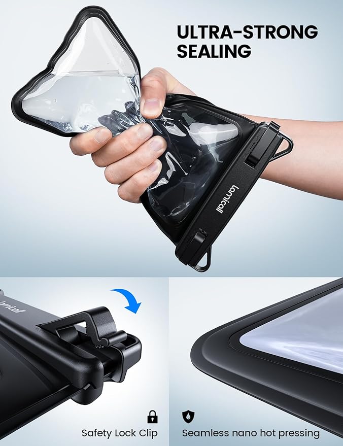 Lamicall Waterproof Phone Pouch Case - [Double Space] IPX8 Water Proof Cell Phone Dry Bag with Lanyard, Beach Cruise Ship Essentials for iPhone 17 16 15 14 13 Pro Max Air Plus, Galaxy S25 S24, 4-7.5"