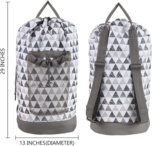 Dalykate Backpack Laundry Bag, Laundry Backpack with Shoulder Straps and Mesh Pocket Durable Nylon Clothes Hamper Bag with Drawstring Closure for College, Travel, Laundromat, Apartment